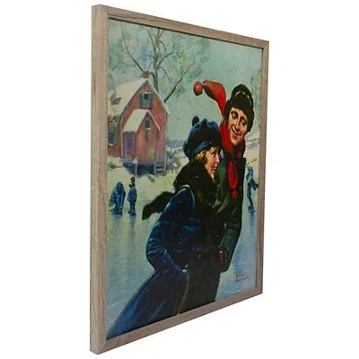 Kirkland's Rockwell Couple Ice Skating Led Canvas Art Print In Multi