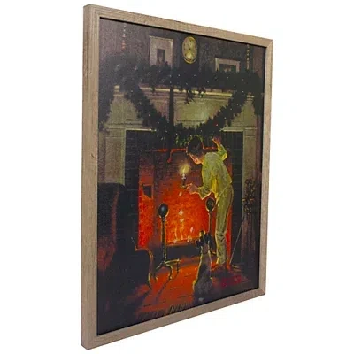 Kirkland's Rockwell Boy Waiting By Fireplace Led Canvas Print In Multi