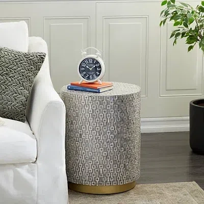 Kirkland's Mother Of Pearl Sells Wood Base Accent Table In Gray