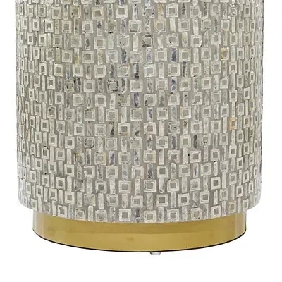 Kirkland's Mother Of Pearl Sells Wood Base Accent Table In Gray