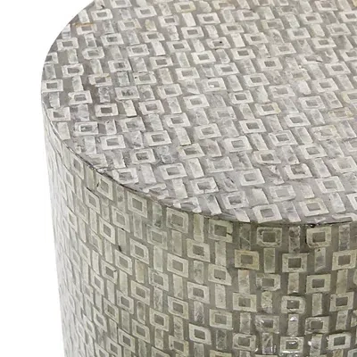 Kirkland's Mother Of Pearl Sells Wood Base Accent Table In Gray