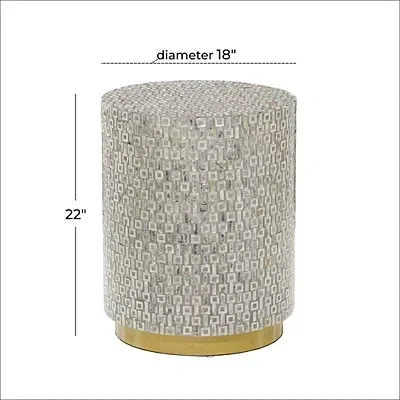 Kirkland's Mother Of Pearl Sells Wood Base Accent Table In Gray