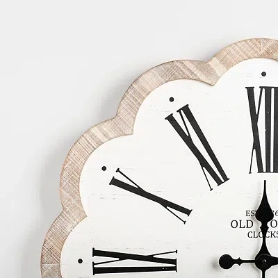 Kirkland's Adelyn Scalloped Edge Wood Clock In White