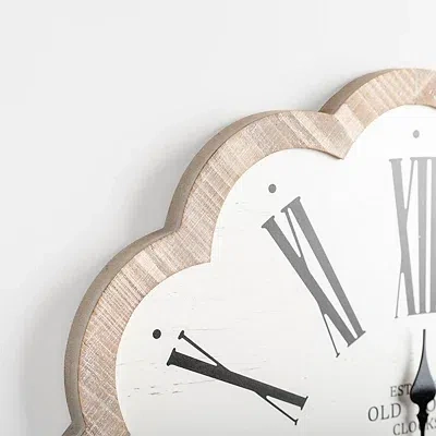 Kirkland's Adelyn Scalloped Edge Wood Clock In White