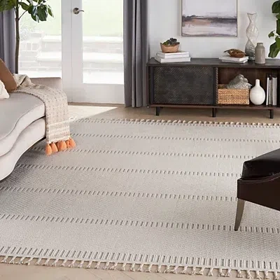 Kirkland's Chevron Diamond Tasseled Area Rug In Neutral