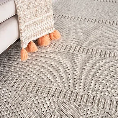 Kirkland's Chevron Diamond Tasseled Area Rug In Neutral
