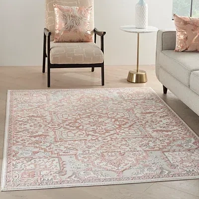 Kirkland's Rose Floral Medallion Area Rug In Neutral