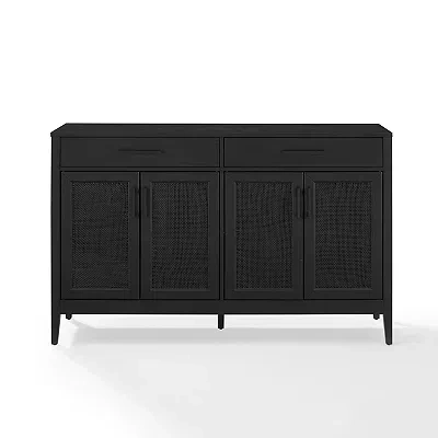 Kirkland's Micah Black Rattan Mesh Sideboard Cabinet In Black