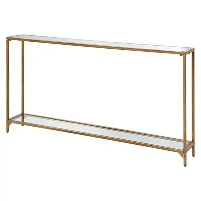 Kirkland's Warm Golden Mirrored Top Console Table In Gold
