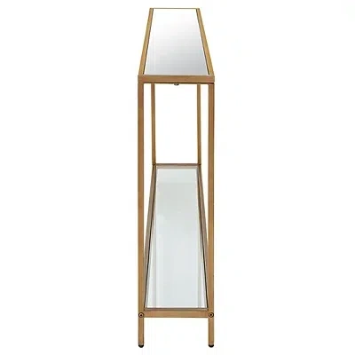 Kirkland's Warm Golden Mirrored Top Console Table In Gold