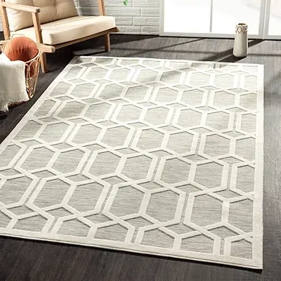 Kirkland's Raised Honeycomb Indoor/outdoor Area Rug In White