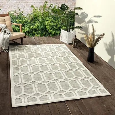 Kirkland's Raised Honeycomb Indoor/outdoor Area Rug In White