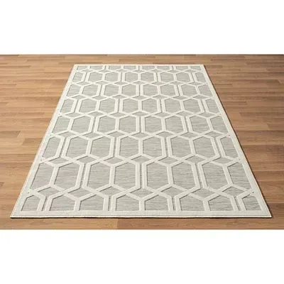 Kirkland's Raised Honeycomb Indoor/outdoor Area Rug In White