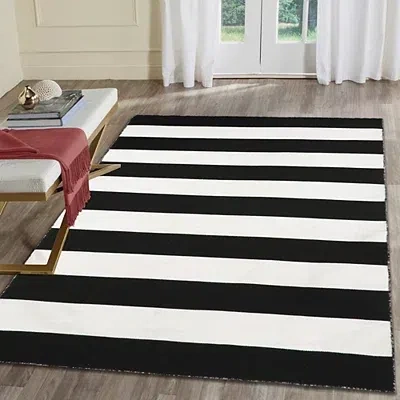 Kirkland's Cabana Stripe Indoor/outdoor Area Rug In Black