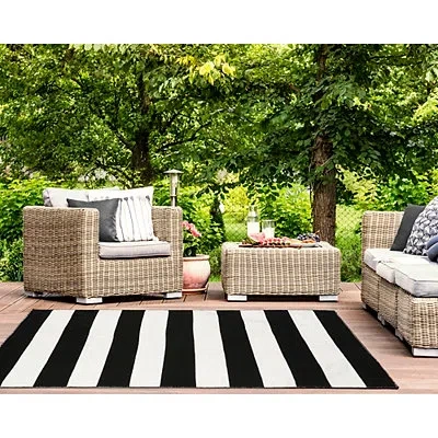 Kirkland's Cabana Stripe Indoor/outdoor Area Rug In Black