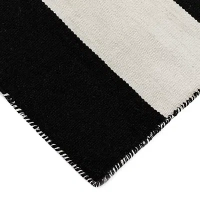 Kirkland's Cabana Stripe Indoor/outdoor Area Rug In Black