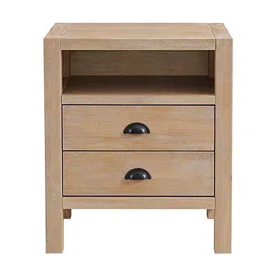 Kirkland's Wood Grain Open Storage Nightstand In Black
