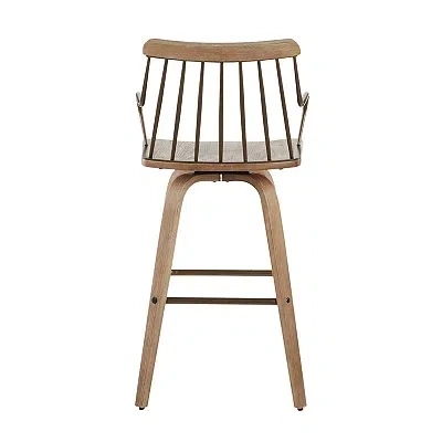 Kirkland's Whitewash Poplar Wood Swivel Counter Stool In Brown