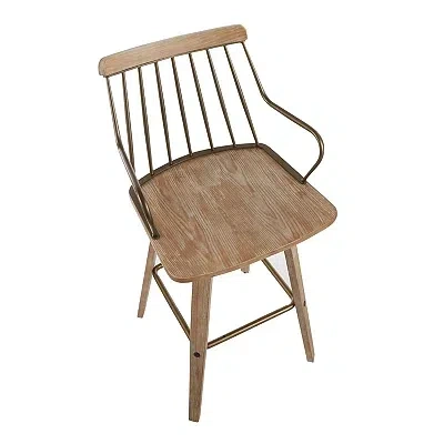 Kirkland's Whitewash Poplar Wood Swivel Counter Stool In Brown