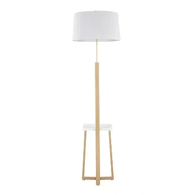 Kirkland's Golden Triangle Marble Shelf Floor Lamp In White