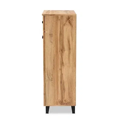 Kirkland's Oak 2-door Grid Shoe Storage Cabinet In Brown
