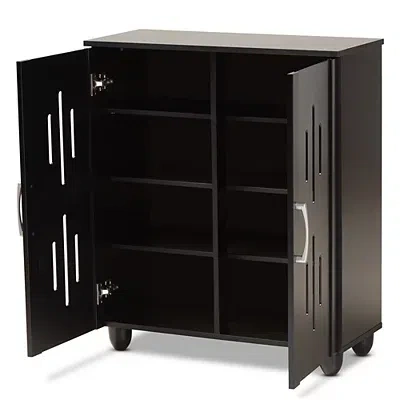Kirkland's Wood Cut-out Shoe Storage Cabinet In Black