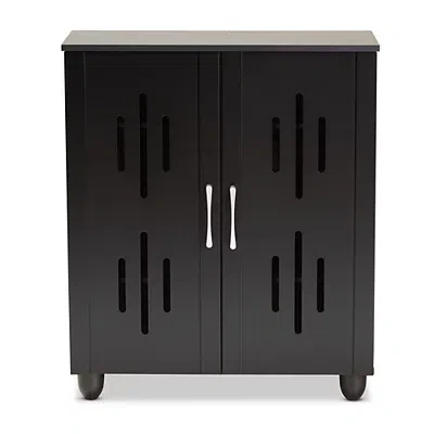 Kirkland's Wood Cut-out Shoe Storage Cabinet In Black