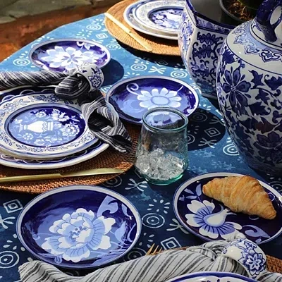 Kirkland's Pip Vintage Blue Floral Appetizer Plates In Blue