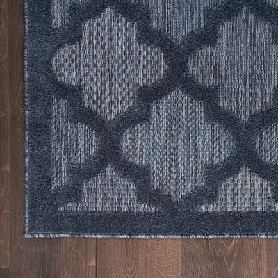 Kirkland's Deep Navy Trellis Outdoor Area Rug In Blue