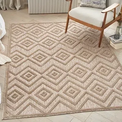 Kirkland's Diamond Indoor/outdoor Area Rug In Brown