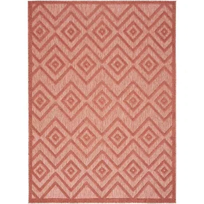 Kirkland's Bright Coral Diamond Outdoor Area Rug In Multi