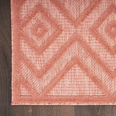 Kirkland's Bright Coral Diamond Outdoor Area Rug In Multi