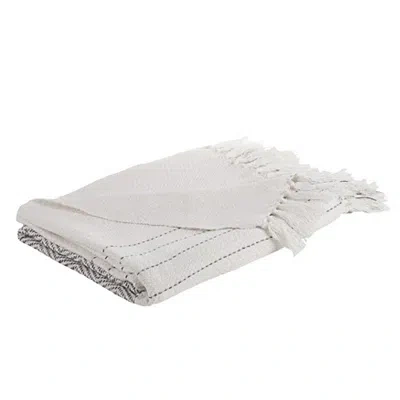 Kirkland's Striped And Fringe Throw Blanket In White