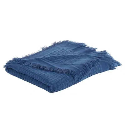 Kirkland's Waffle Weave Throw Blanket In Blue