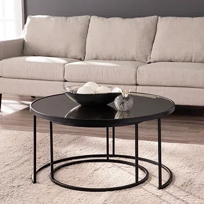 Kirkland's Round Mirrored Nesting Tables In Brown