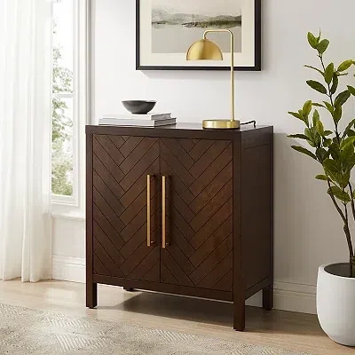 Kirkland's Mocha Mod Herringbone Cabinet In Brown