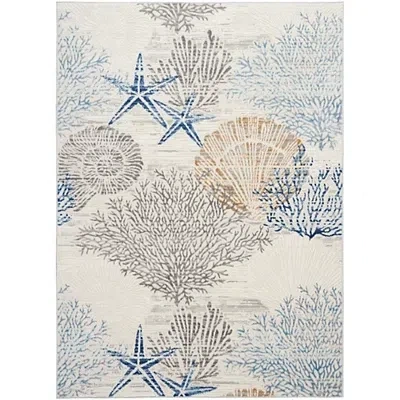 Kirkland's Aquamarine Starfish Coastal Area Rug In Gray