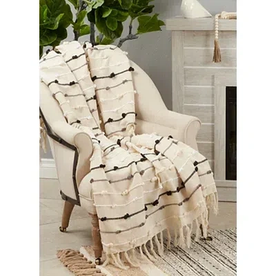 Kirkland's Dot Striped Throw Blanket In Neutral