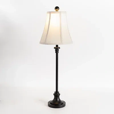 Kirkland's Leah Black Candlestick Buffet Lamp In White