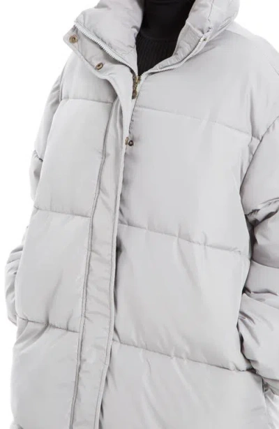 Max Studio Longline Puffer Jacket In Gray