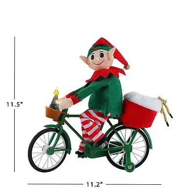 Kirkland's Pre-lit Moving Christmas Elf Bicycle Figurine In Multi ...
