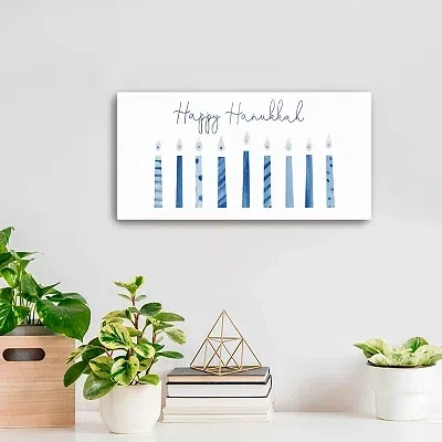 Kirkland's Nine Candles Of Hanukkah Canvas Art Print In Blue