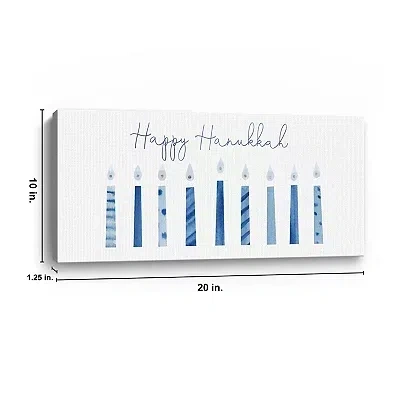 Kirkland's Nine Candles Of Hanukkah Canvas Art Print In Blue