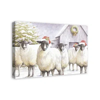 Kirkland's Festive Sheep Christmas Canvas Art Print In Multi