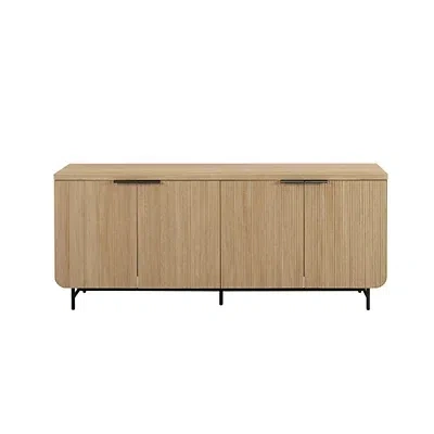Kirkland's Fluted Wood 4-door Scandinavian Cabinet In Brown