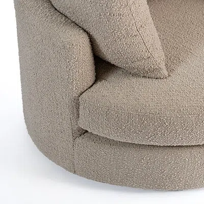 Kirkland's Round Sand Boucle Swivel Accent Chair In Neutral