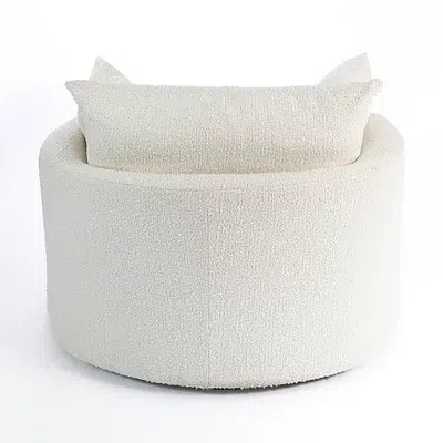Kirkland's Round Cream Boucle Swivel Accent Chair In Neutral