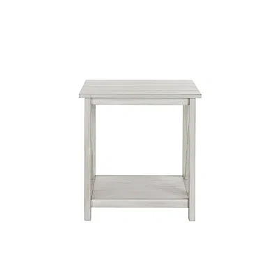 Kirkland's Antique Whitewashed Wood Square Side Table In White