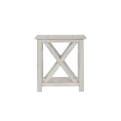 Kirkland's Antique Whitewashed Wood Square Side Table In White