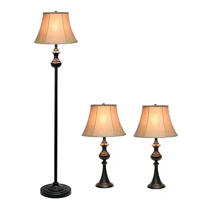 Kirkland's Floor And Table Lamp Set In Brown